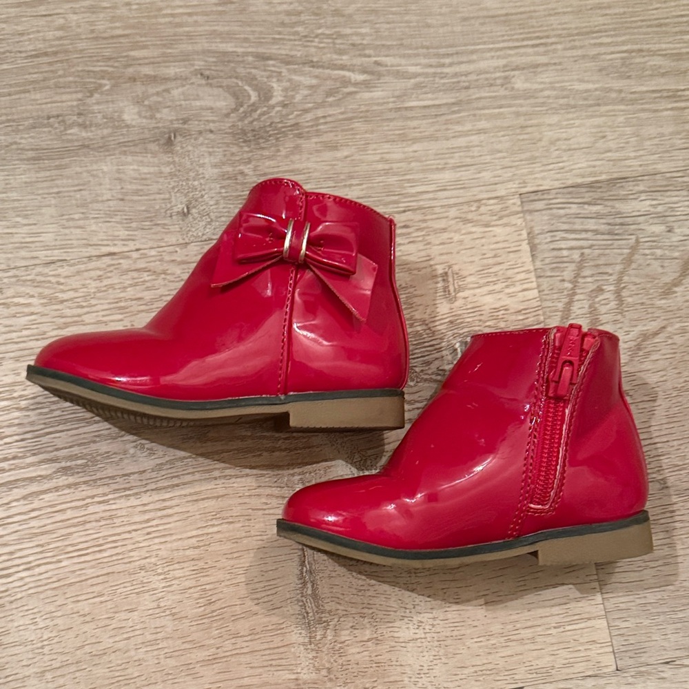 Gymboree toddler girls kids red with bow fall winter Booties boots - Picture 2 of 3